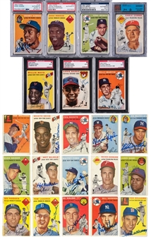 1954 Topps Baseball Signed Near Set (243/250) Including Jackie Robinson, Hank Aaron, Ted Williams, Willie Mays and Ernie Banks! (PSA/DNA, JSA & SGC) - JSA Auction LOA